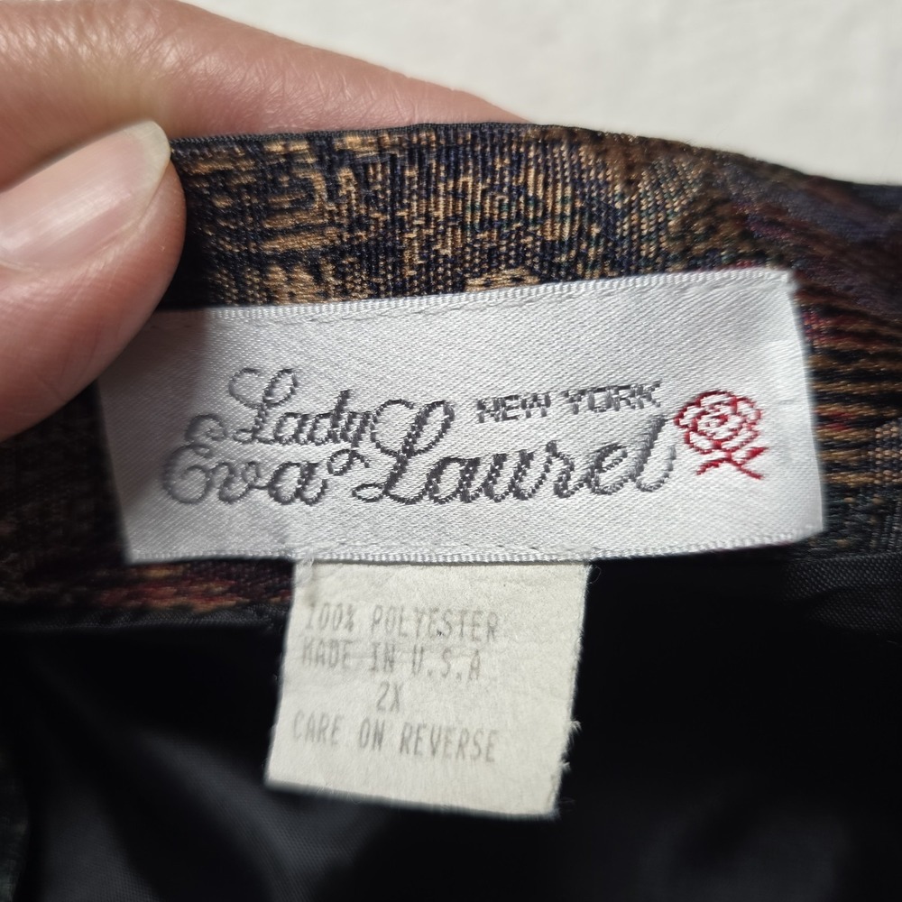 Lady Eva Laurel New York Vintage Tapestry Vest Womens 2X Floral Patchwork USA - Picture 7 of 10